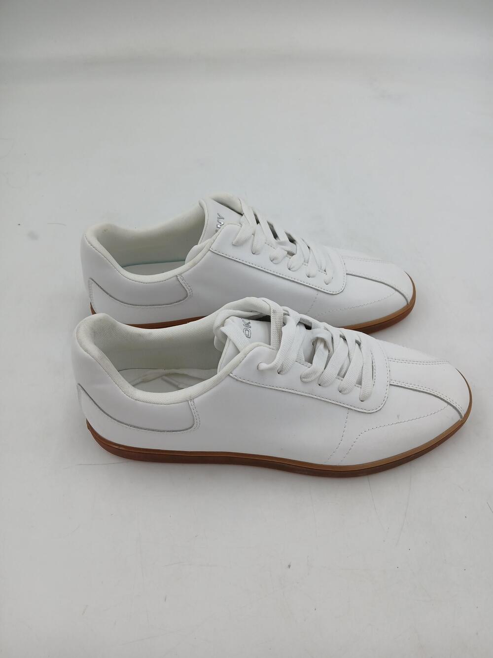 DKNY Sneaker Shoes Womens White Leather Lace Up Low Top Casual Comfort Size 9